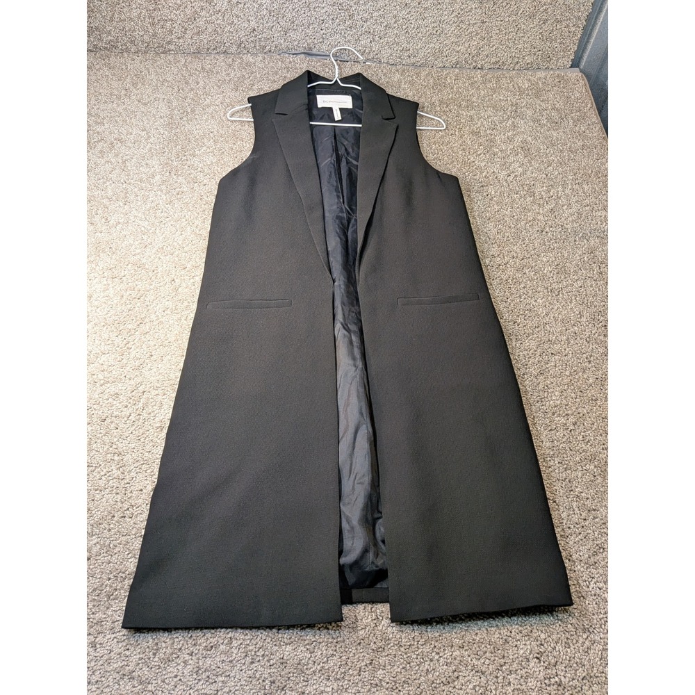 BCBGeneration Womens Black Longline Sleeveless Blazer Vest GEF4I747-001 Size XS